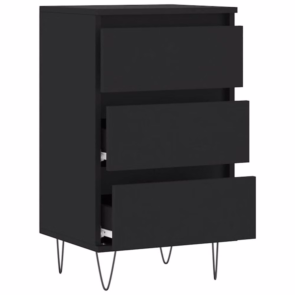 Berkfield Home Modern Black Matt Sideboard in MDF and Metal, W: 40 cm, D: 35 cm, H: 70 cm – 4