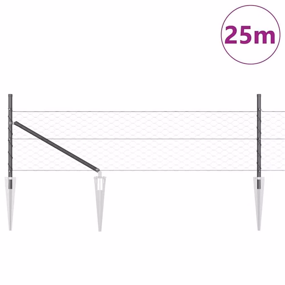 Berkfield Home Hexagon Steel Fence, Grey and Black, W: 0.8 m, L: 25 m – 2