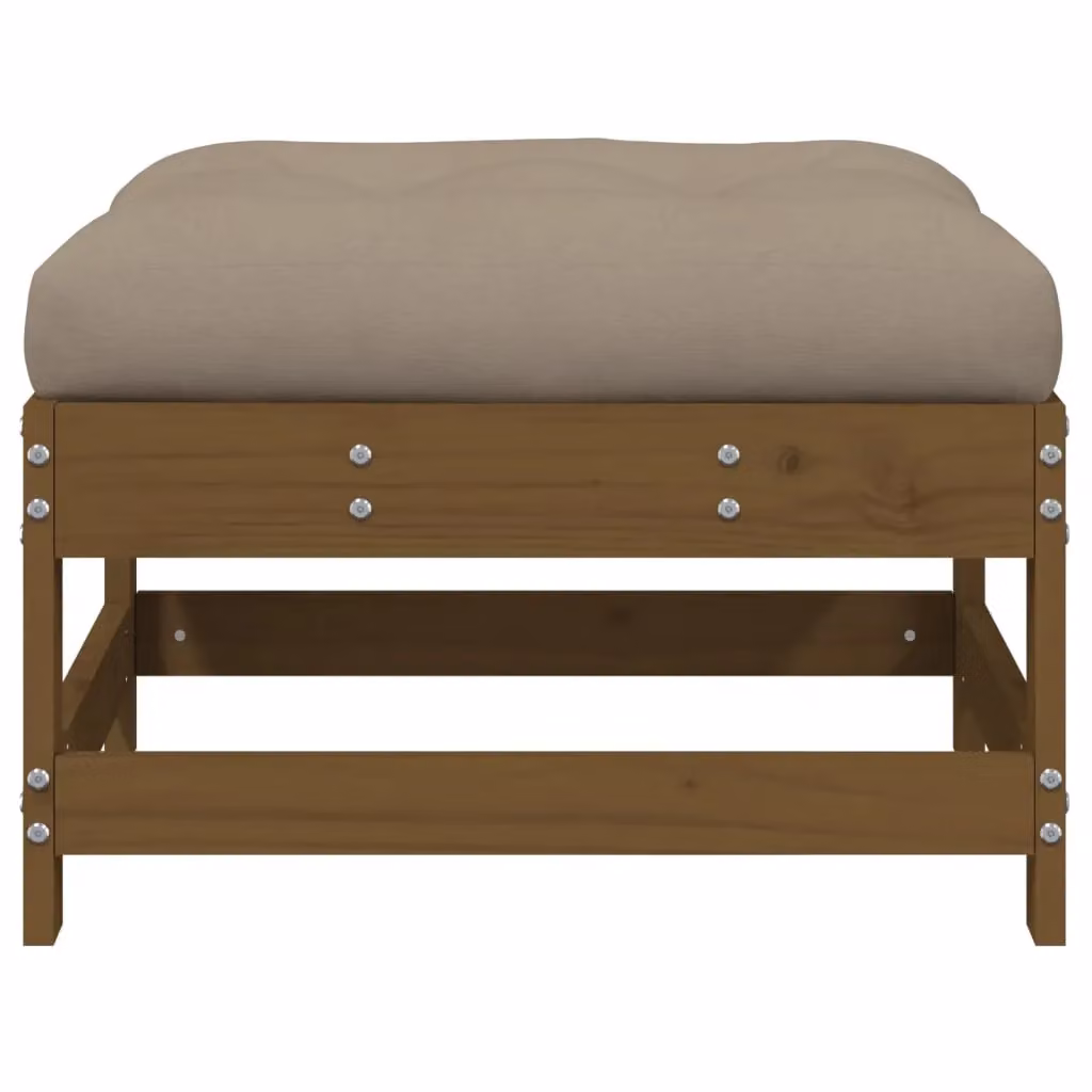 Berkfield Home Rustic Solid Wood Pine Garden Footstools with Cushions, 2 Piece Set, Honey Brown – 3
