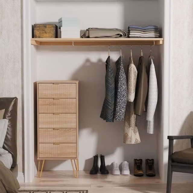 2 U Bexley Ready Assembled 5 Drawer Tall Bedside Cabinet in Light Oak – 1