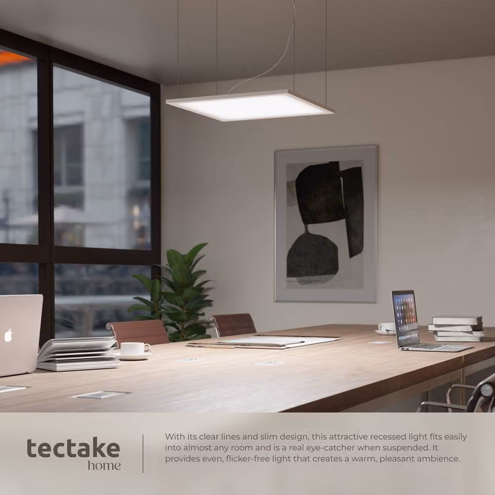 tectake Lucerna LED Ceiling Panel Light, White, W/D/H: 45 x 45 x 3.4 cm – 4