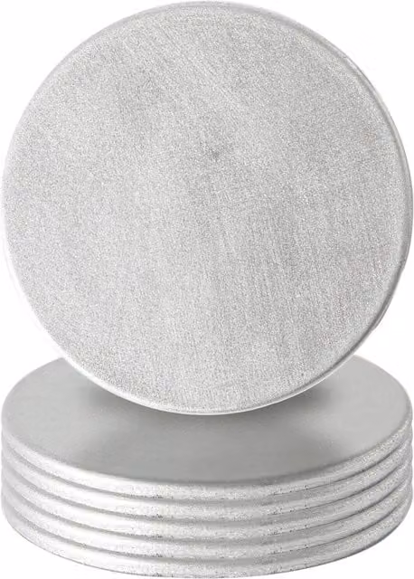Argon Tableware Pack of 6 Round Melamine Coasters in Silver and Green, Diameter: 10 cm