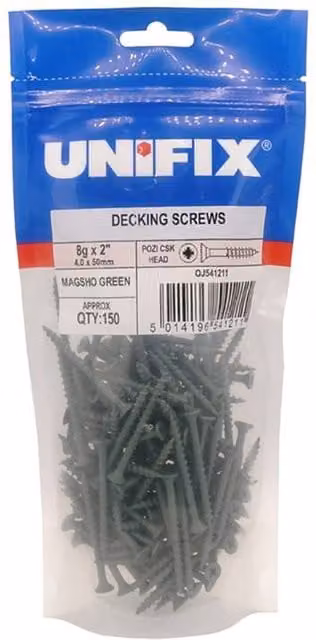 Unifix Green Coated Pozidriv Countersunk Wood Decking Screws, Box of 500
