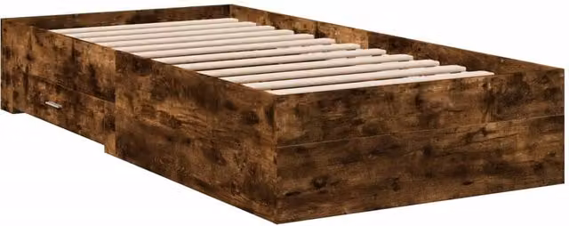Berkfield Home Modern Bed Frame with Drawers in Smoked Oak Brown, W/D/H: 90 x 200 x 32 cm – 1