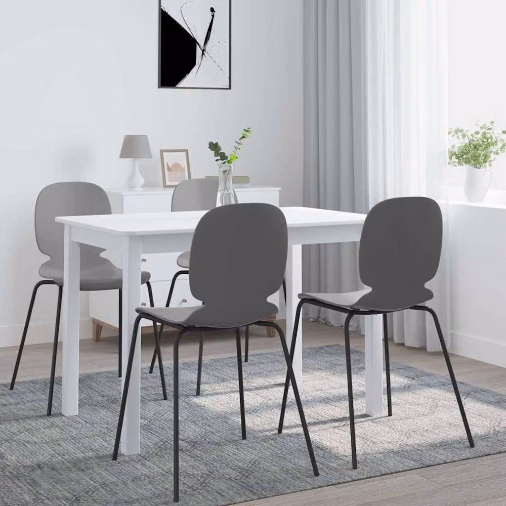 Berkfield Home White Rectangular Dining Table in Solid Rubber Wood and MDF, W/D/H: 114 x 71 x 75 cm – 2