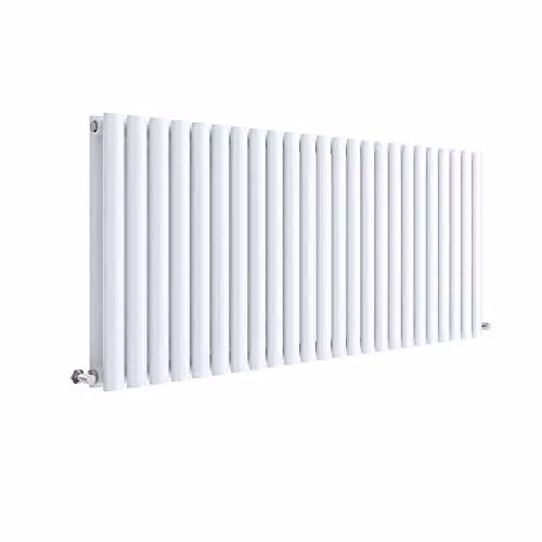 Nuie HL340D Revive Modern Wall Mount Designer Horizontal Double Panel Radiator, White, W/H/D: 139.8 x 60 x 7.8 cm