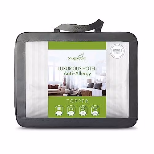 Snuggledown Luxurious Hotel Anti Allergy Mattress Topper, White, Single