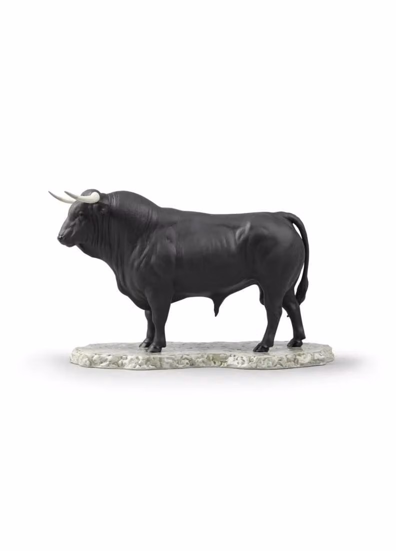 Lladró Spanish Bull Porcelain Figurine in Black
