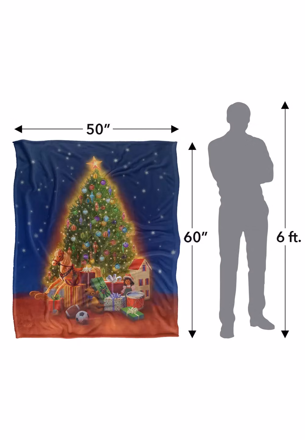 JQ Licensing Christmas Tree Gifts Silky Touch Super Soft Fleece Throw Blanket in White, W/D/H: 152 x 127 cm – 6