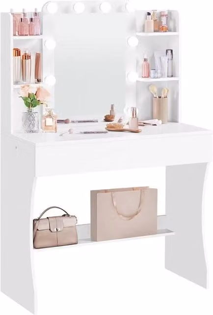 EONLION White Modern Hollywood LED Dressing Table Vanity Desk