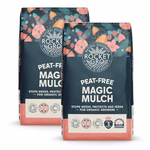 Thompson & Morgan RocketGro Magic Mulch Organic Peat-Free Soil Conditioner and Weed Suppressant, 2 x 50 Litres – 1