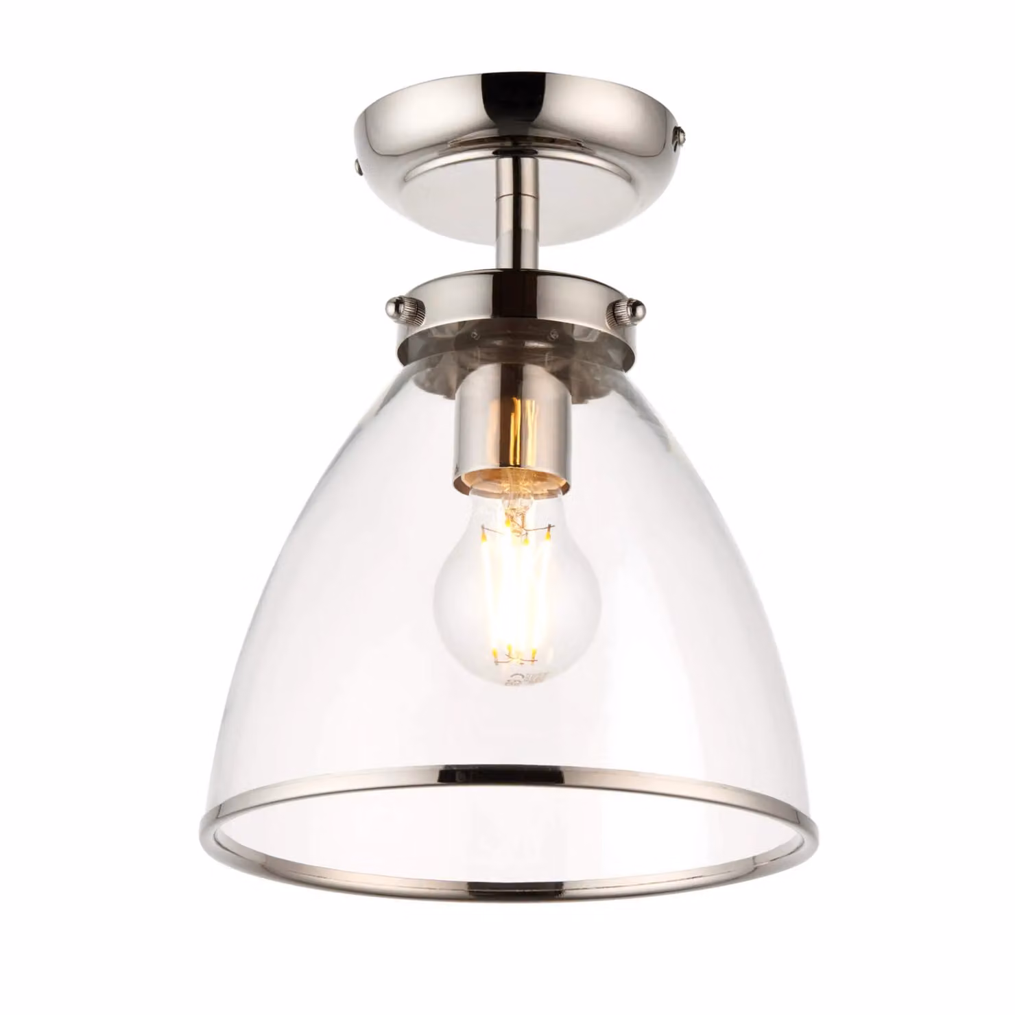 Pagazzi Brunswick Semi-Flush Ceiling Light in Silver and Clear Glass – 2