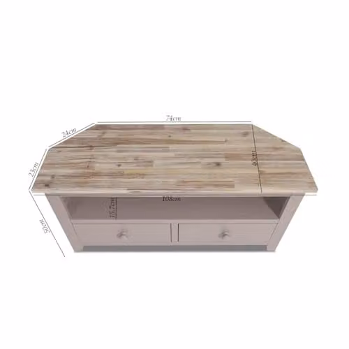Statement Furniture Florence Wooden Corner TV Stand with 2 Drawers and Shelf in Truffle, W: 108 cm, H: 50 cm, D: 40 cm