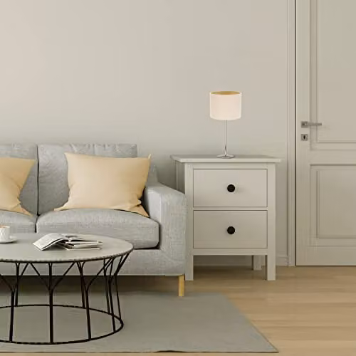Happy Homewares Taupe Textured Linen Fabric Drum Lamp Shade with Matching Inner Satin Lining, W/D/H: 15 x 15 x 20 cm – 2
