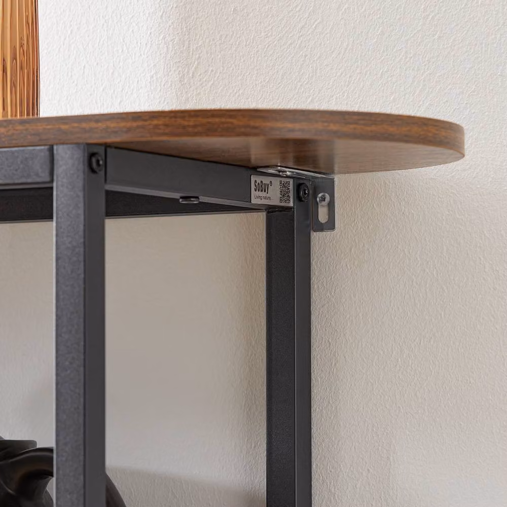 SoBuy 3-Tier Industrial Console Table in Brown and Black – 7