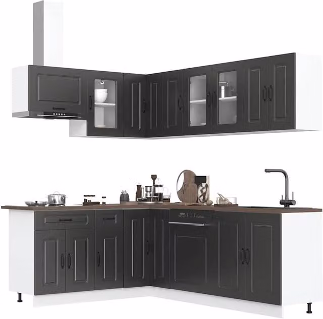 Berkfield Home Kalmar 11 Piece Modern Black Kitchen Cabinet Set
