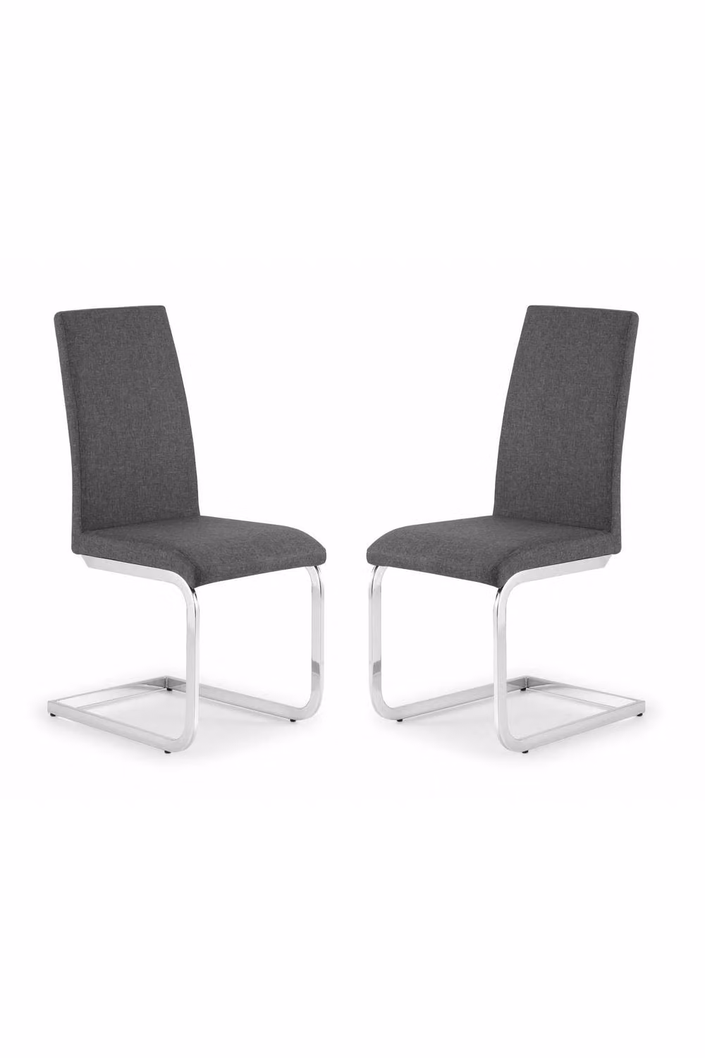 Julian Bowen Roma High Back Upholstered Dining Chairs, Set of 2, Grey Fabric with Metal Cantilever Base – 2