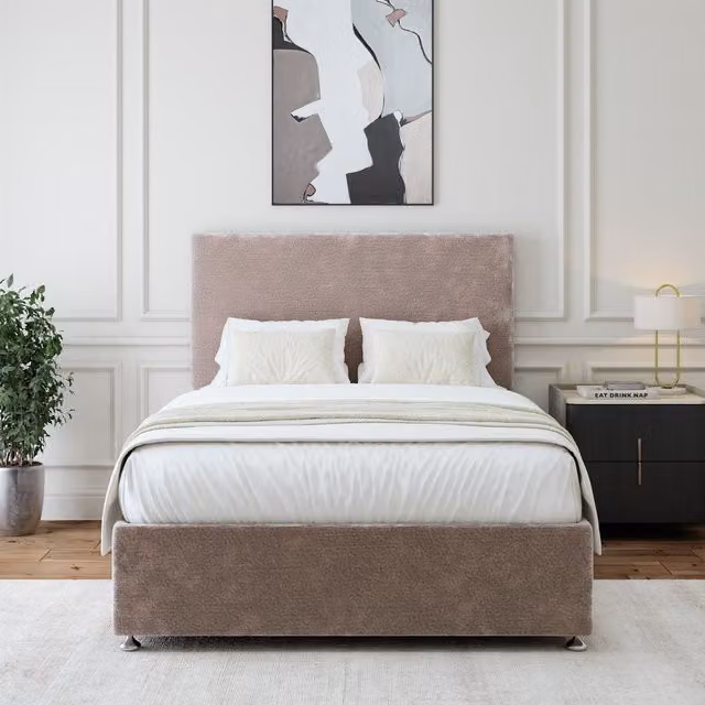 Bedmaster Chenille Upholstered 2 Drawer Divan Base in Silver Grey, W/D/H: 90 x 190 cm