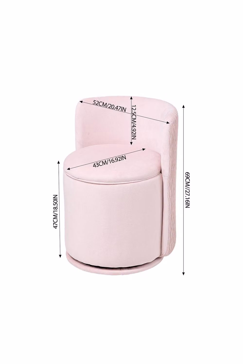 Living and Home Pink Velvet Swivel Upholstered Dressing Table Vanity Chair – 2