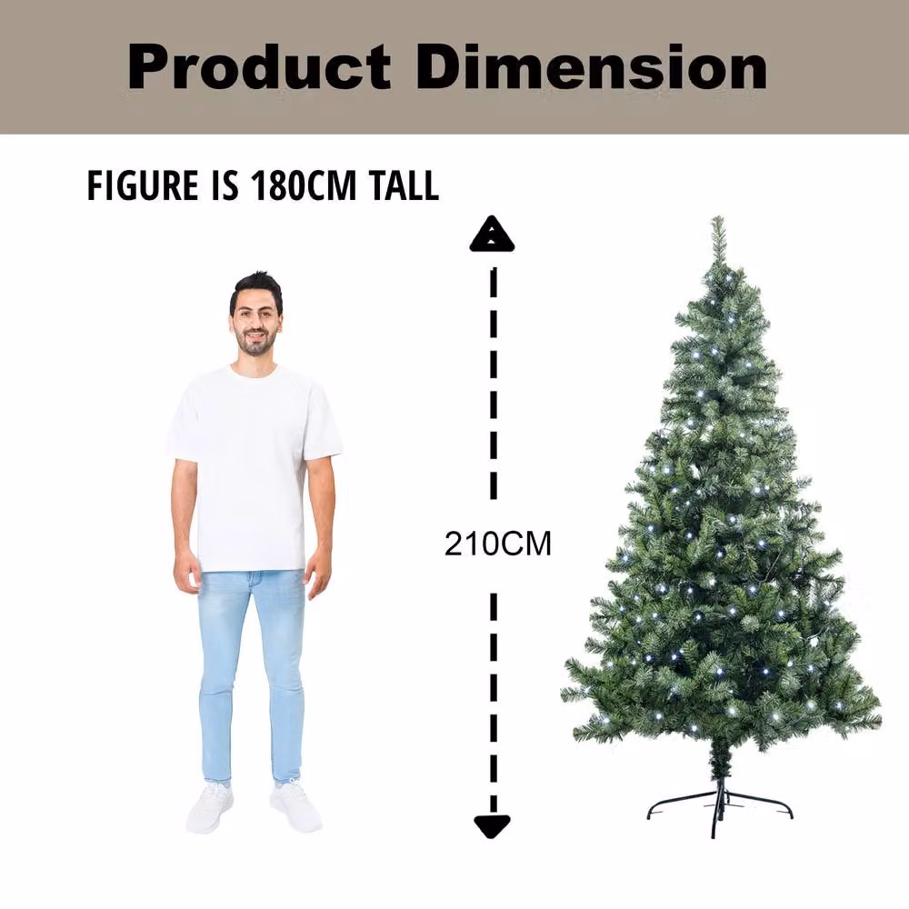 Shatchi 7ft Green Alaskan Pine Prelit Christmas Tree with White LEDs – 4