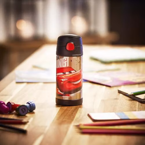 Thermos Disney Cars FUNtainer Stainless Steel Kids Straw Bottle, Multicolour, 355ml – 4