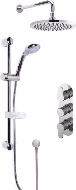 Balterley Concealed Triple Valve Multi Function Slide Rail Kit with Overhead Shower and Diverter in Chrome Silver
