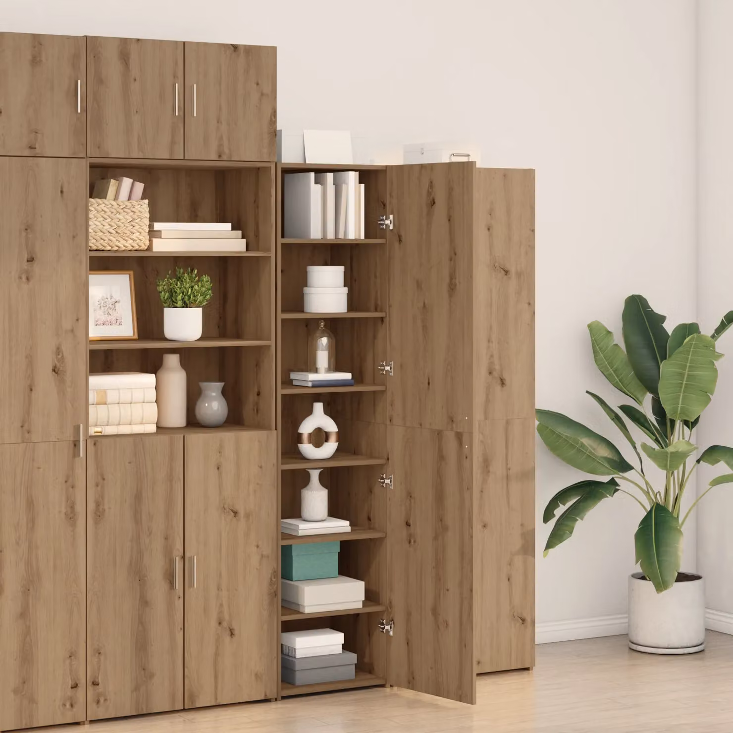 Berkfield Home Artisan Oak Highboard in Brown, W/D/H: 45 x 42.5 x 185 cm – 2