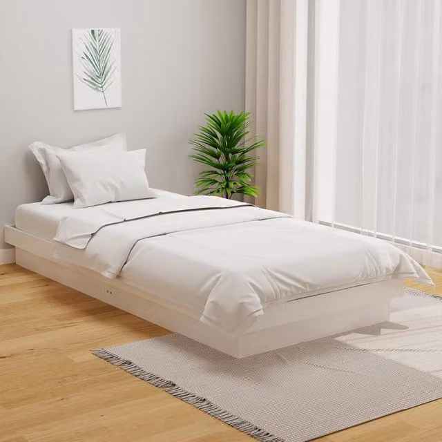 Berkfield Home Single Solid Wood Pine Bed Frame in White