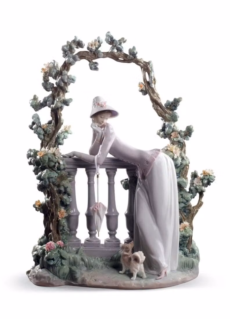 Lladró In The Balustrade Woman Multicolour Porcelain Sculpture