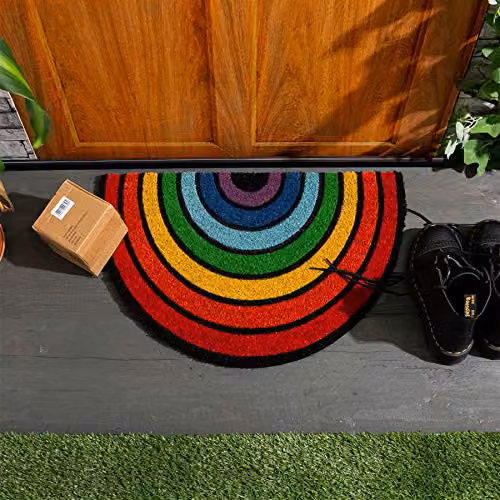 Nicola Spring Rainbow Semicircular Coir Door Mats, Pack of 2, W/D: 60 x 40 cm – 2