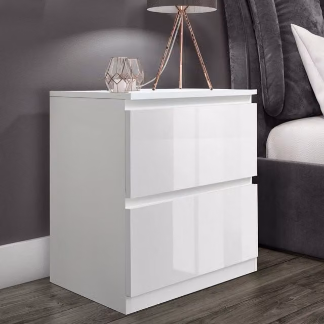 SquareBoxx Fairfield Minimalist 2 Drawer Gloss White Chest of Drawers – 1