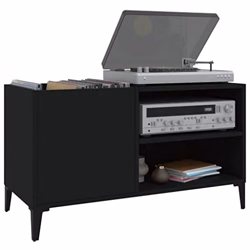 vidaXL Record Cabinet in Black, W/D/H: 84.5 x 38 x 48 cm – 3