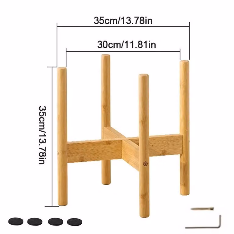 Kelvenix Adjustable Brown Bamboo Flower Pot Holder Stand