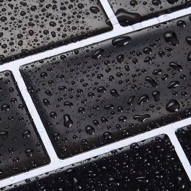 Livingandhome 10-Piece Black Marble Effect Adhesive Tile Stickers