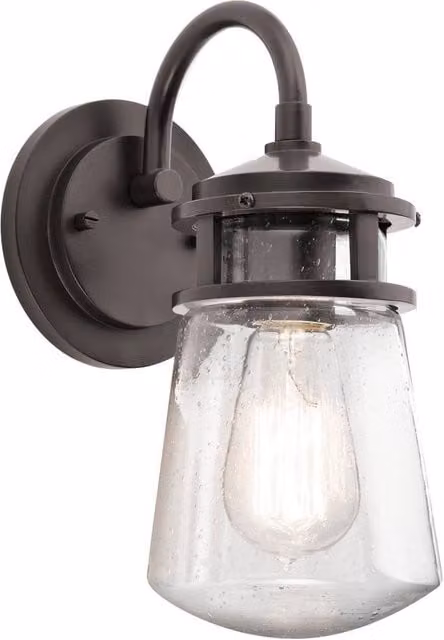 Netlighting Lyndon Small Outdoor Wall Lantern Light in Architectural Bronze and Brown with Transparent Glass, IP44, E27 – 1