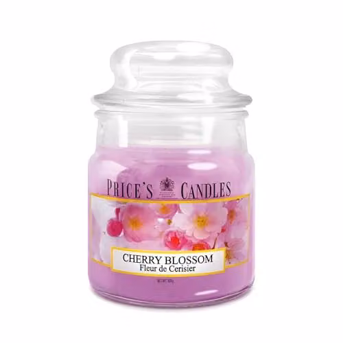 Price's Candles Cherry Blossom Floral Scented Glass Jar Candle in Pink