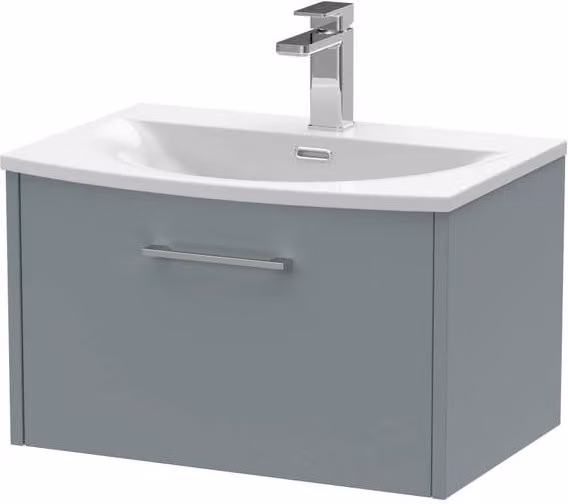 Balterley Winshill Contemporary 1 Drawer Wall Hung Vanity Basin Unit, Grey, W: 60 cm