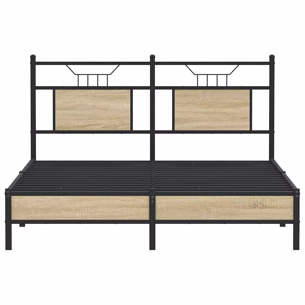 Berkfield Home Sonoma Oak Decorative Bed Frame in Brown, W/D/H: 140 x 190 cm – 3