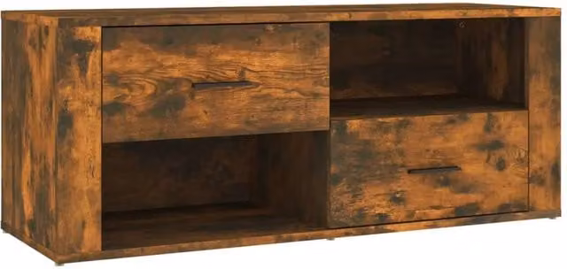 Berkfield Home Smoked Oak TV Cabinet in Brown, W/D/H: 100 x 35 x 40 cm