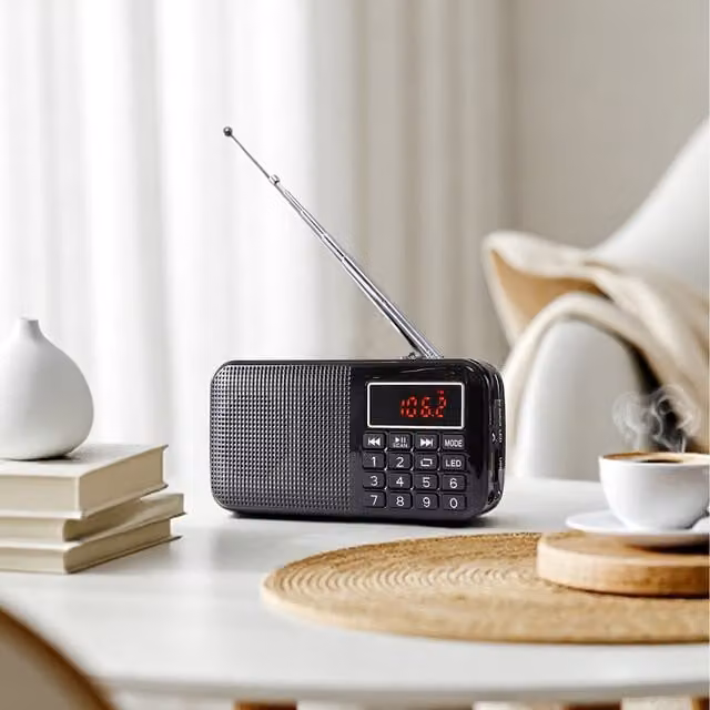 Livingandhome Rechargeable Portable Radio - Black
