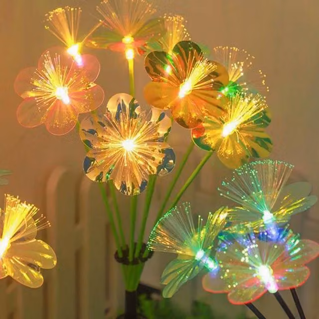 Quipulse Solar Garden Stake Decor Lights with 6 Multicolour Fiber Optic Flower Heads