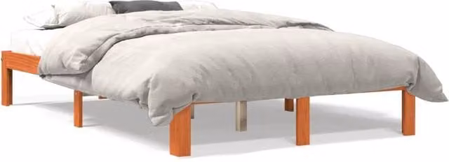 Berkfield Home Solid Wood Pine Bed Frame in Wax Brown, W/D/H: 140 x 200 cm – 1