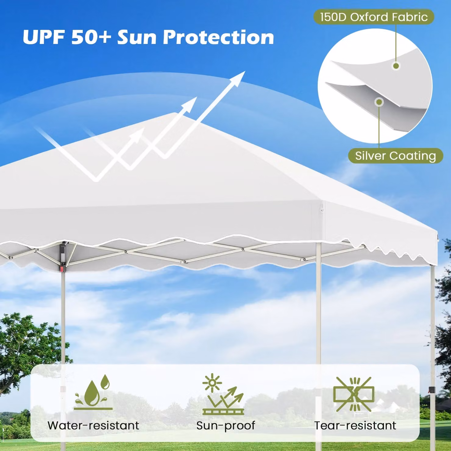 Gymax Portable Folding Pop Up Canopy Tent Patio Shelter, White – 3