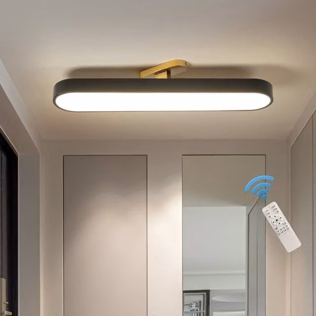 NIVOR 42W Dimmable Acrylic and Metal Linear LED Ceiling Light with Remote Control in Black – 1