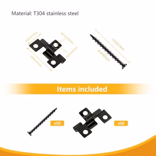 HYGRAD 50 Pack Black Stainless Steel Composite Decking Clips with 6mm Hidden Fasteners – 4