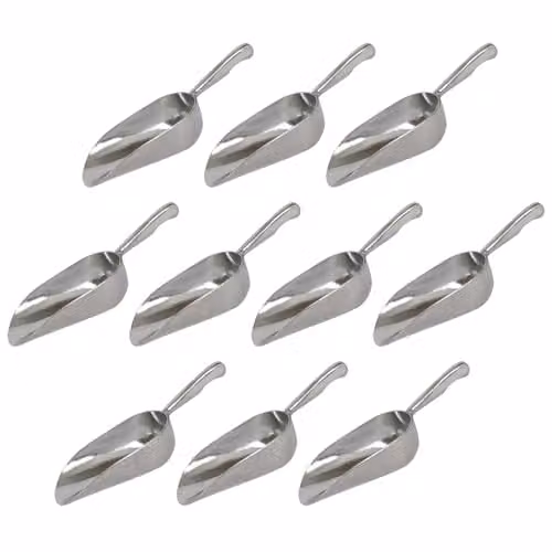 Rink Drink 10 Pack Silver Aluminium Ice Scoops, 3.5oz Metal Food Scoopers – 1