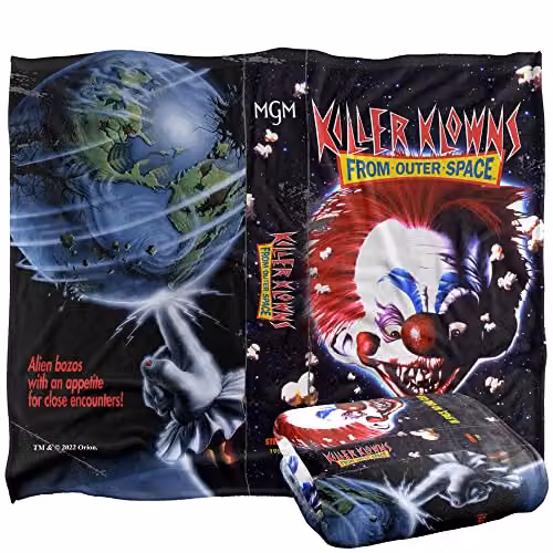 LOGOVISION Killer Klowns From Outer Space VHS Super Soft Microfiber Fleece Throw Blanket, W: 152 cm, D: 127 cm, Multicolour – 1