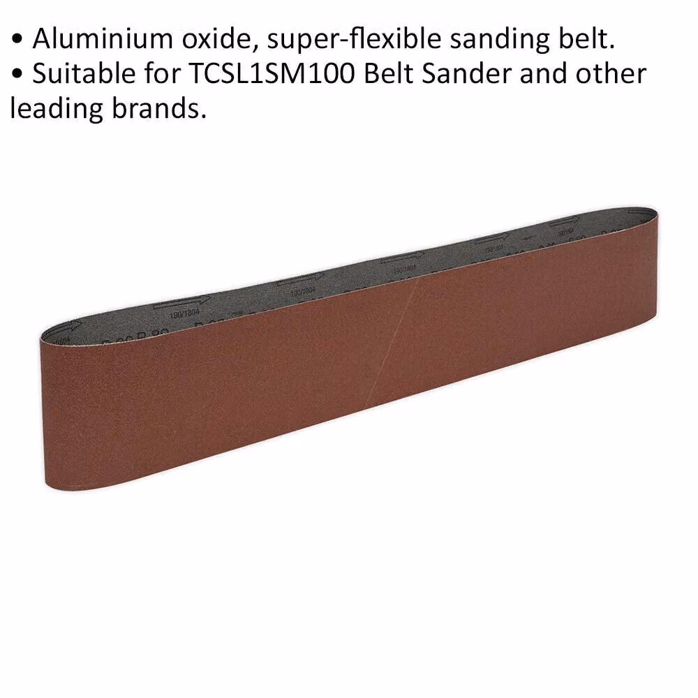 Loops Premium 80 Grit Aluminium Oxide Sanding Belt, W: 100 mm x L: 1220 mm – 2