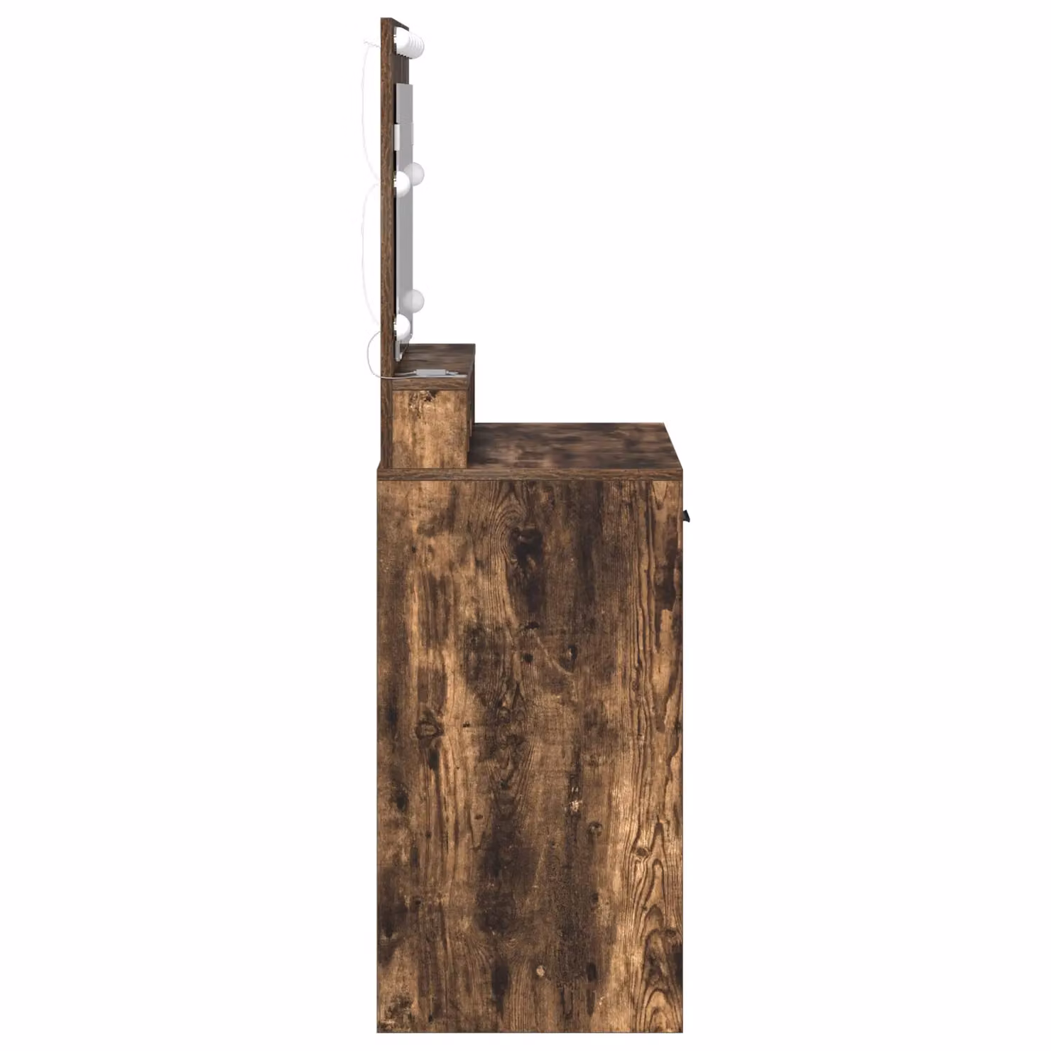 Berkfield Home Hollywood LED Makeup Table in Smoked Oak Brown, W/D/H: 79 x 41 x 135 cm – 3