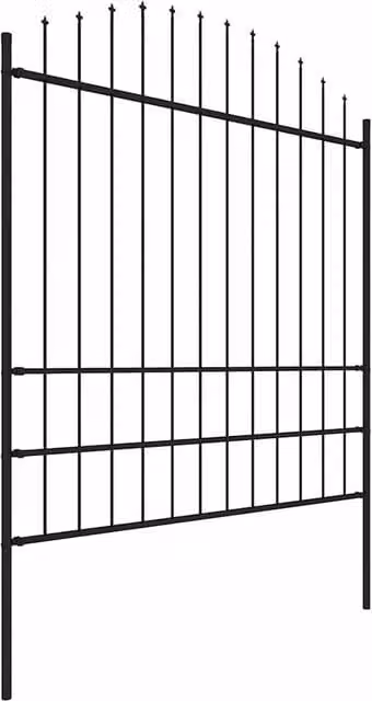 Berkfield Home Durable Steel Garden Fence with Spear Top, Black, W: 3.4 m, H: 1.75 m